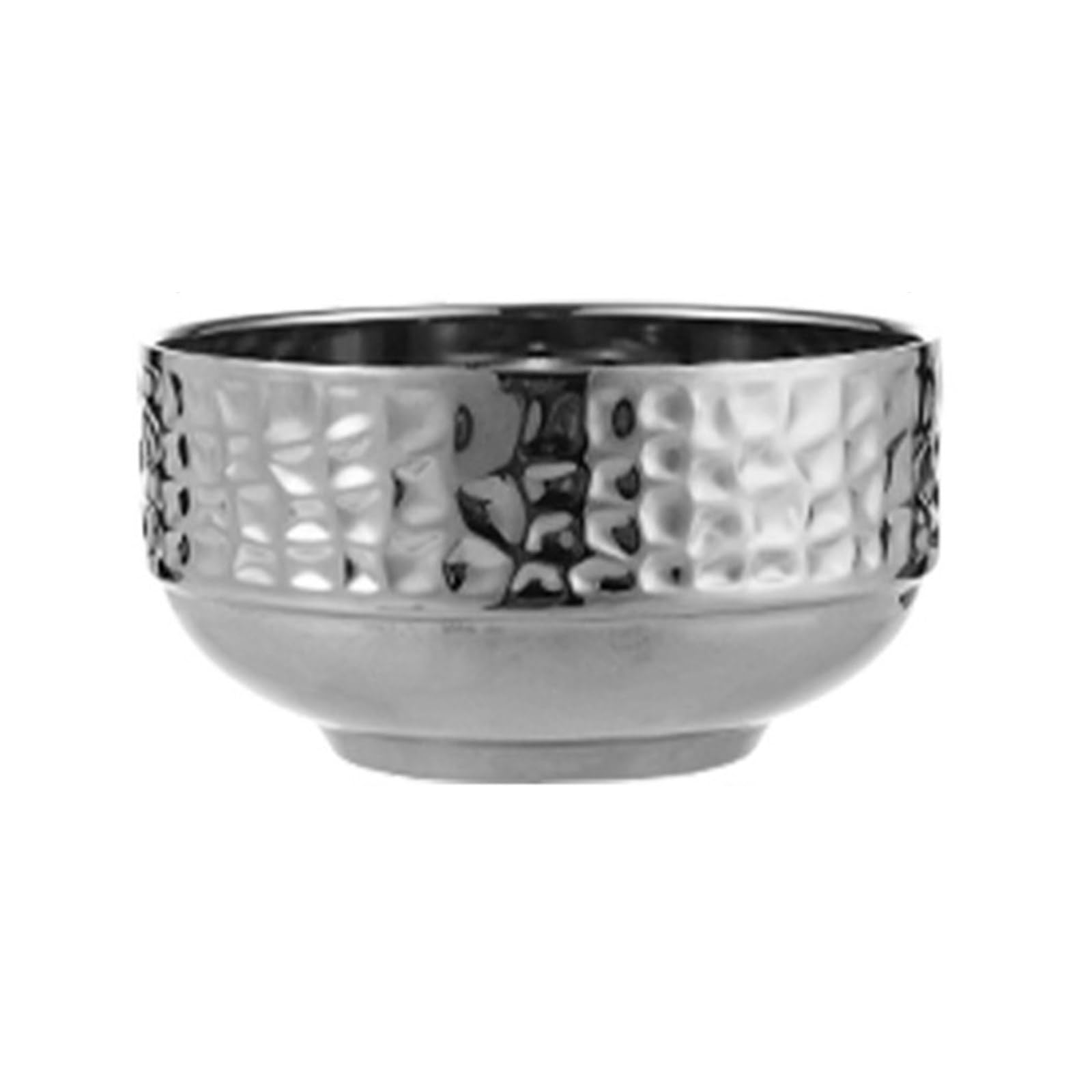 Xinsheinelry Heatproof Stainless Steel Bowl with Double Wall Construction Heatproof Tableware for Home Restaurant Use Hammered Texture Nonslip Bowl