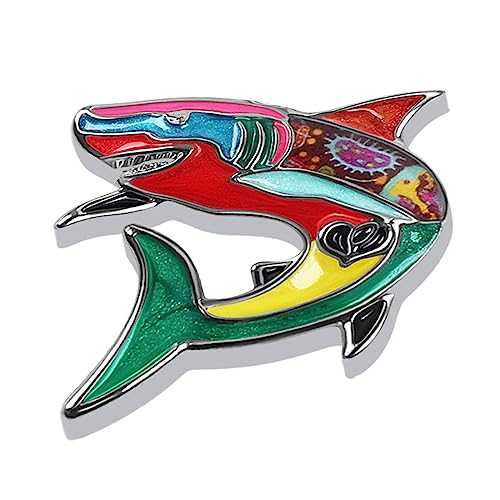 Image of Enamel Shark Brooch Pins Summer Jewelry Zinc Alloy Whale Dolphin Ocean Animals Brooches for Women Girls Gifts Scarf Pin Charms