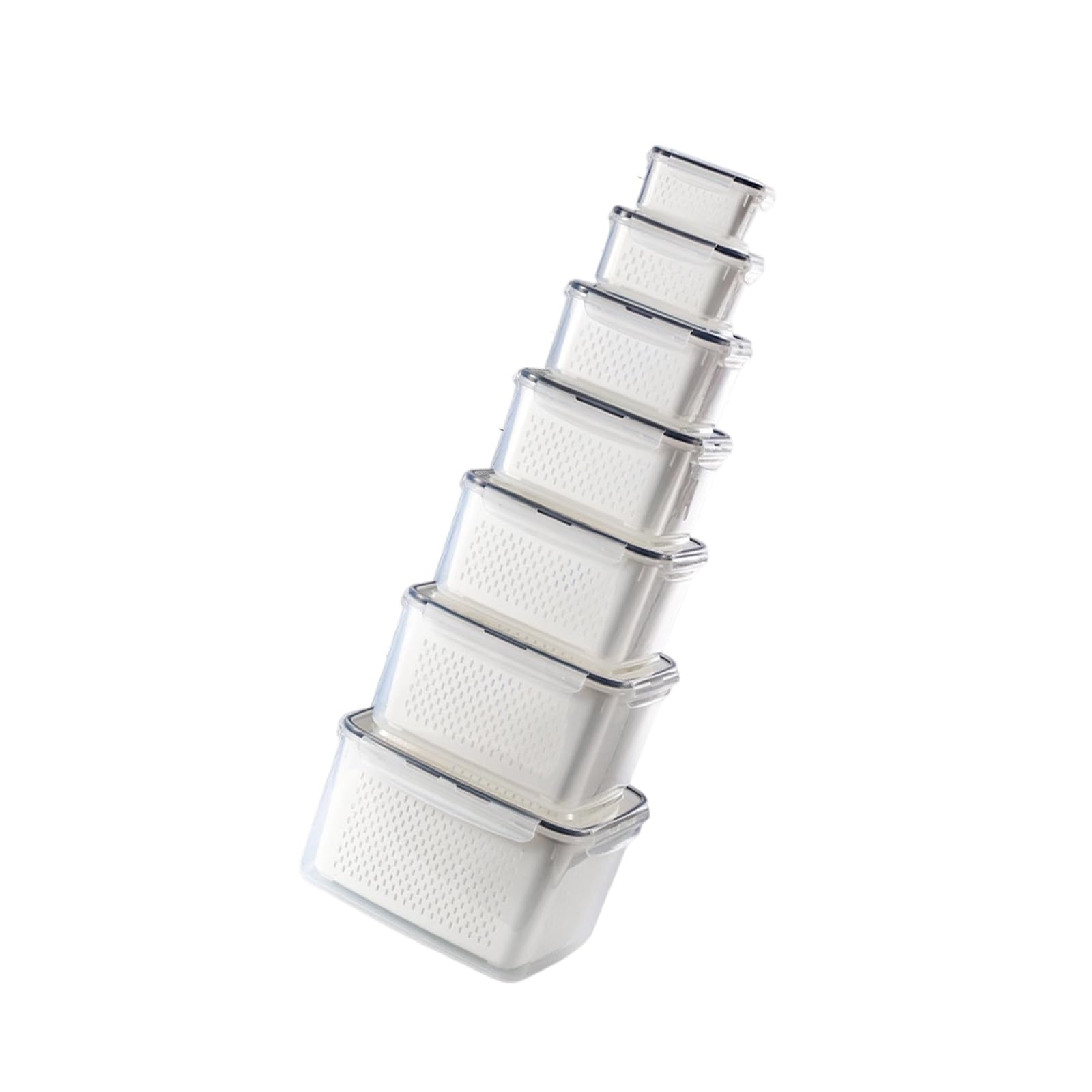 Fridge Produce Organizer Containers Removable Basket Design Rectangular PP Storage Boxes for Washed Vegetables Ingredients Produce Keeper Bin Drain Colander Box Fruit Vegetable Organizer Fridge Shelf