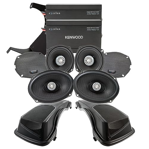 KENWOOD Excelon Motorsports P-HD3FRSG-98 Street Glide or Ultra Classic Front & Rear Amplifier Package for 1998-2013 Motorcyle Models