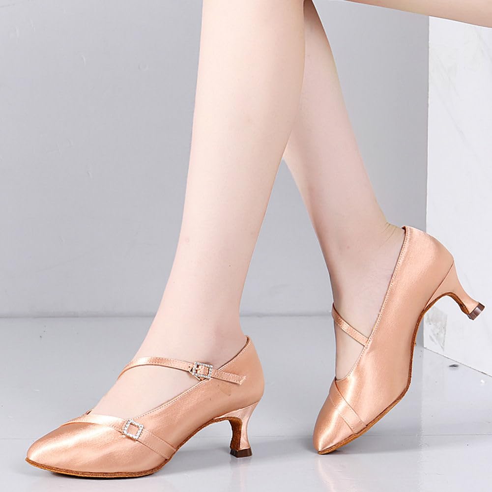 Scarpe da Ballo Latino Americano Donna Punta Chiusa Ampio Standard Moderna Scarpe da Danza da Salsa Tango e Bachata,New-125