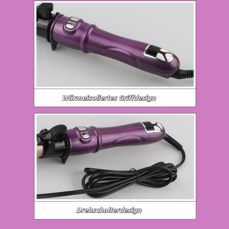 gesundpur SilkWave One –Rotierender Keramik-Lockenstab Professioneller Langer Rotierender Lockenstab 28mm - unterschiedl. Temp., für seidig-glänzende Locken & Wellen