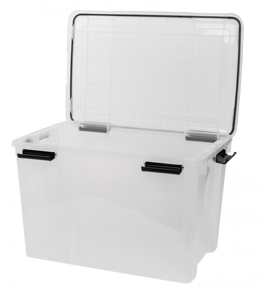 Kreher® 2 Stück Wasserdichte Aufbewahrungsbox mit Deckel, Lagerbox 70 Liter Transparent, 59 x 39 x 38 cm
