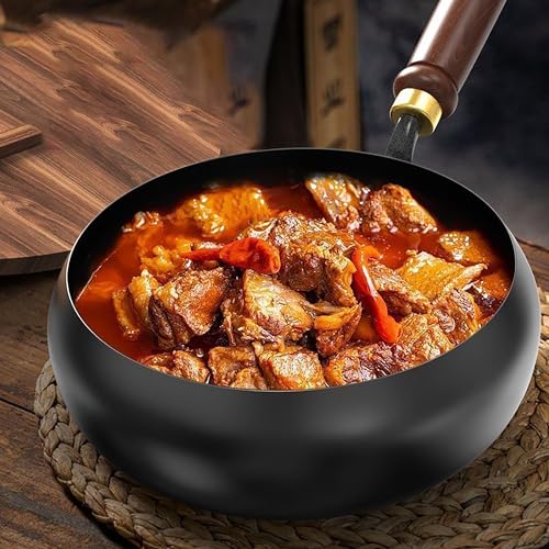 Wok japonés de hierro fundido con tapa de vidrio 11.02in miniatura 4
