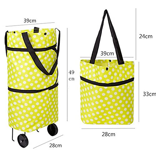LICHUAN Einkaufstrolley mit 2 Rädern, faltbar, Einkaufstasche für Einkäufe, Einkäufe, Wäsche, Einkaufstrolley (Farbe: D) – Bild 3
