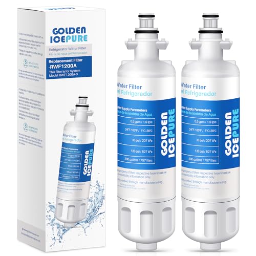 GOLDEN ICEPURE ADQ36006101 Replacement for LG LT700P, 2Pack, 469690, ADQ36006102 LFX31945ST, LFX31925ST, LFX30766S, LFXC24726, LFXS24623, LSFXC2476S, WSL-3, Refrigerator Water Filter