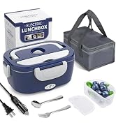 100W Ultra Quick 4-in-1 Lunch Box Heater for Adults, 12V-220V Portable Food Warmer with Fork, Spoon, and Insulated Bag