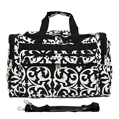 World Traveler Feel Good Prints 19-inch Duffel Bag, Black/White, One Size (81T19-501-B)