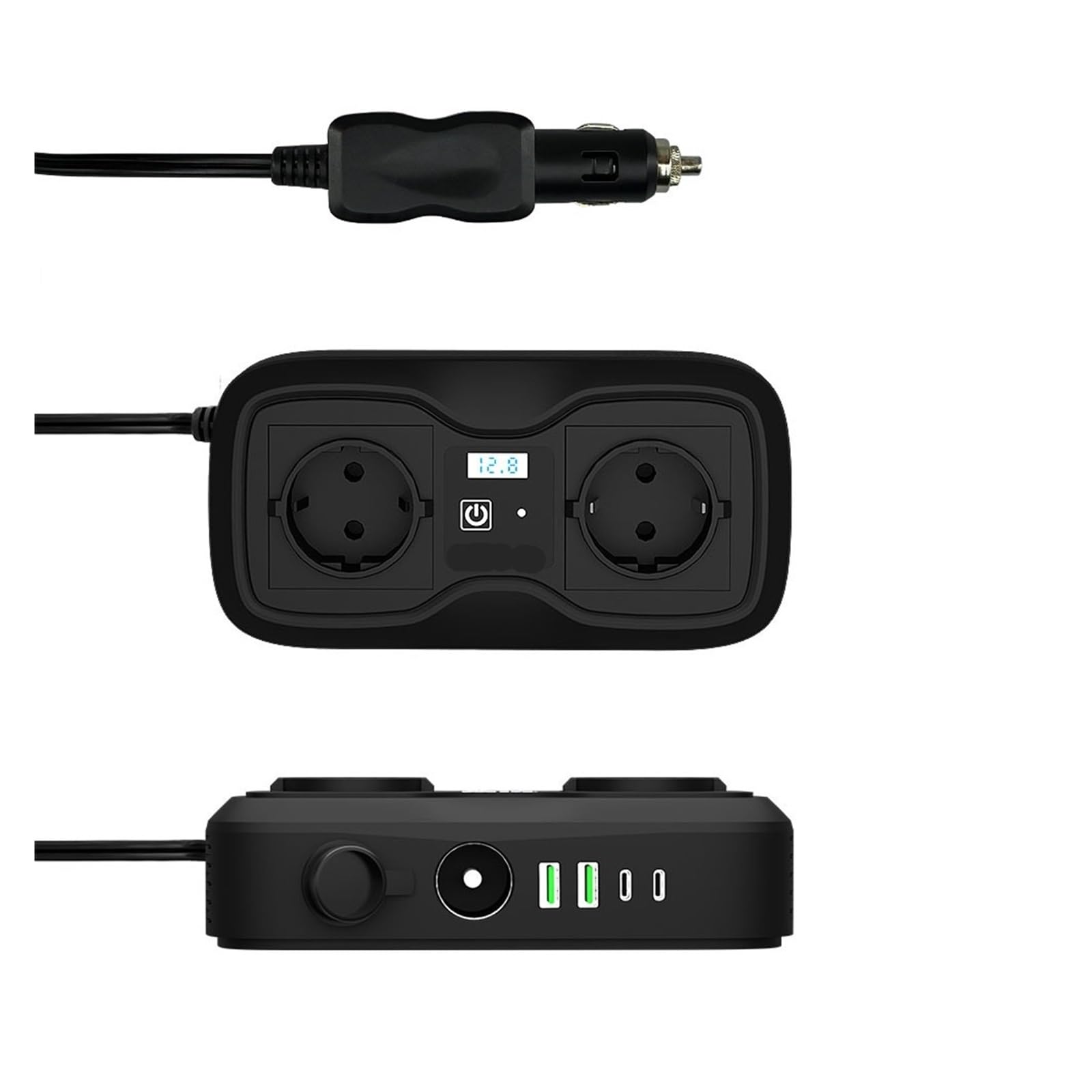 Gniazda wyświetlacza LED DC do AC 400 W szczytowe Inwerter zasilania samochodowego Konwerter adaptera Podwójny USB typu C Kemping na świeżym powietrzu