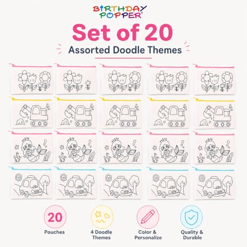 Image of Birthday Popper Birthday Return Gift for Kids Colour-in Pouches, Set of 20
