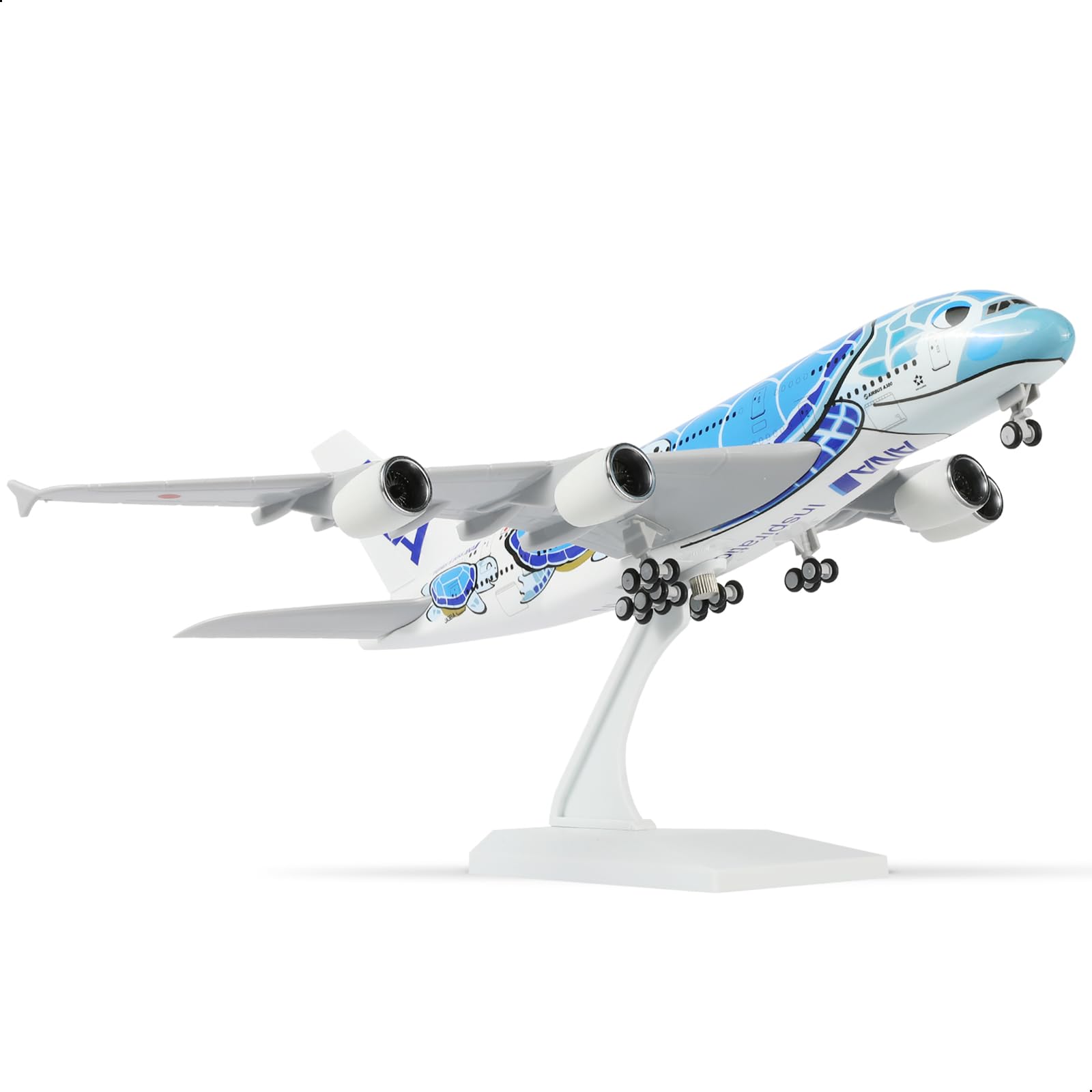 QIYUMOKE 1/300 ANA A380 Blue Turtle Design Die-cast Aircraft Model A380 Model Aircraft (30CM) with Display Stand, Can Be Used as an Aircraft Gift or Collection — image 1