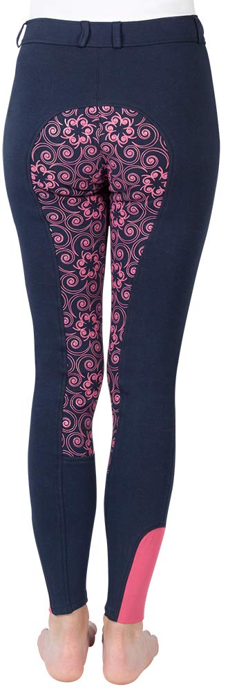 PFIFF Zahra 102604-111-140 Pantalon d'équitation pour Fille en Silicone Bleu/Rose Taille 140