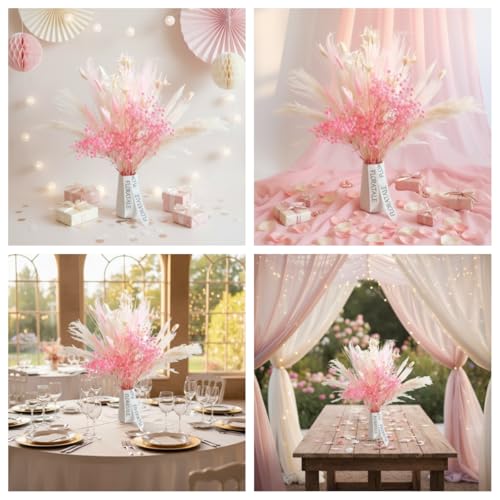 Ramo de flores secas Romantic Blush 17 pulgadas sin jarrón miniatura 7