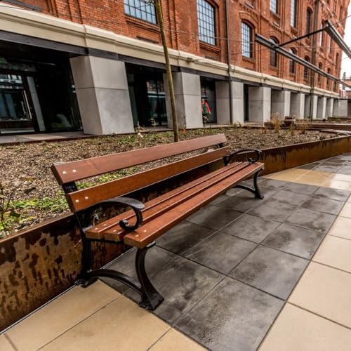 REKORD Banc de Jardin 170 x 59 x 73 cm Banc d’extérieur Robuste en métal et Bois avec Dossier résistant aux intempéries pour Parc terrasse et Avant-Cour...