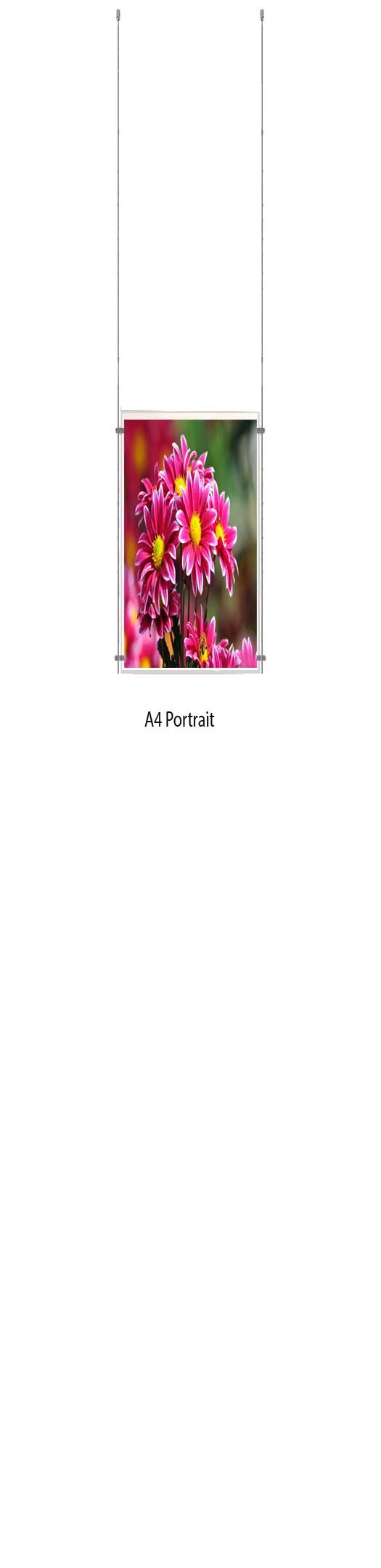 A4 Portrait Wire Cable Display Acrylic Poster Holder Retail Shop Window Signs Display Panels (1 Pocket)