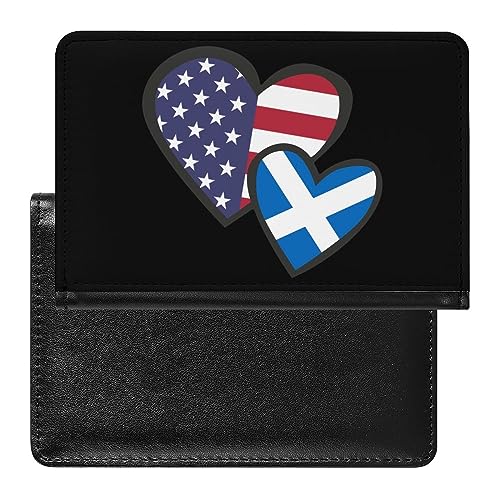 Cuori ad incastro Bandiera Scozia Americana Divertente Porta Passaporto Portafoglio Sottile Viaggio Documenti Organizer con Slot per Schede per Donne Uomini Stile: Taglia unica MHXYZHW