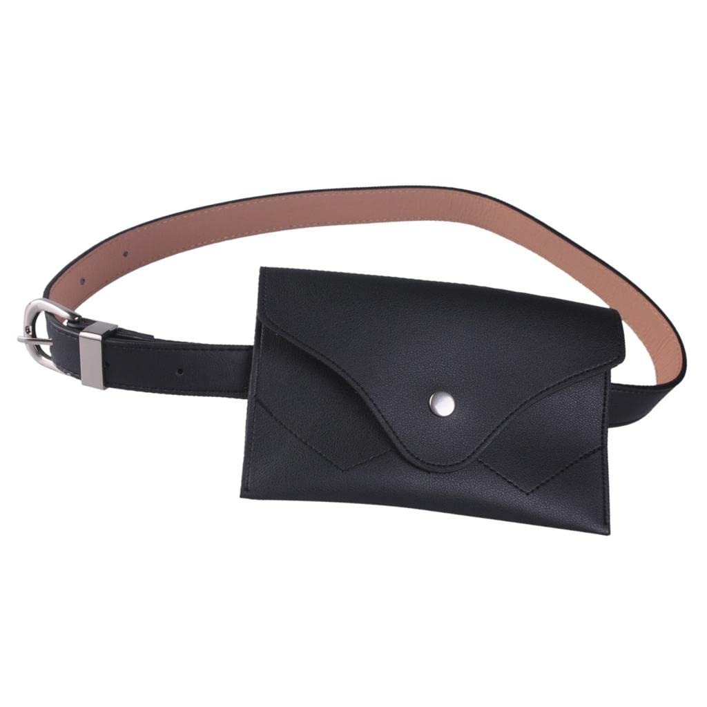 ™ Women Fashion Mini Waist Bag Fanny Pack PU Leather Cell Phone Pocket Black-image-15