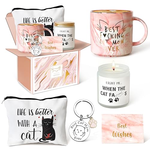UAREHIBY Cat Lovers Gifts for Women, Cat Lady Coffee Mug Gift for Cats Mom, Daughter, Sister, Friends, Aunt, Wife, Coworkers, BOSS, Valentine's Day Gift for Her, Teacher Appreciation Christmas Gifts