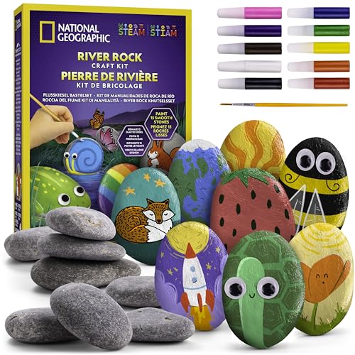 Kit peinture galets enfant National Geographic activité manuelle 15 pierres