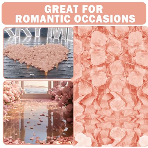 Image of 1000PCS Fake Rose Petals for Romantic Night Festive Wedding - Flesh Pink | Artificial Rose Petals, Creation for Valentine's Day, Proposal, Engagement, Marriage, Anniversary, Party Activity Decoration
