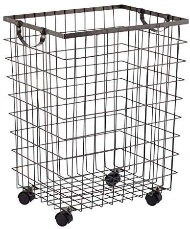 INDIAN DECOR 28801 Laundry Basket with Wheels, Laundry Organizer, Portable Laundry Trolley - Black(Metal)-image-49