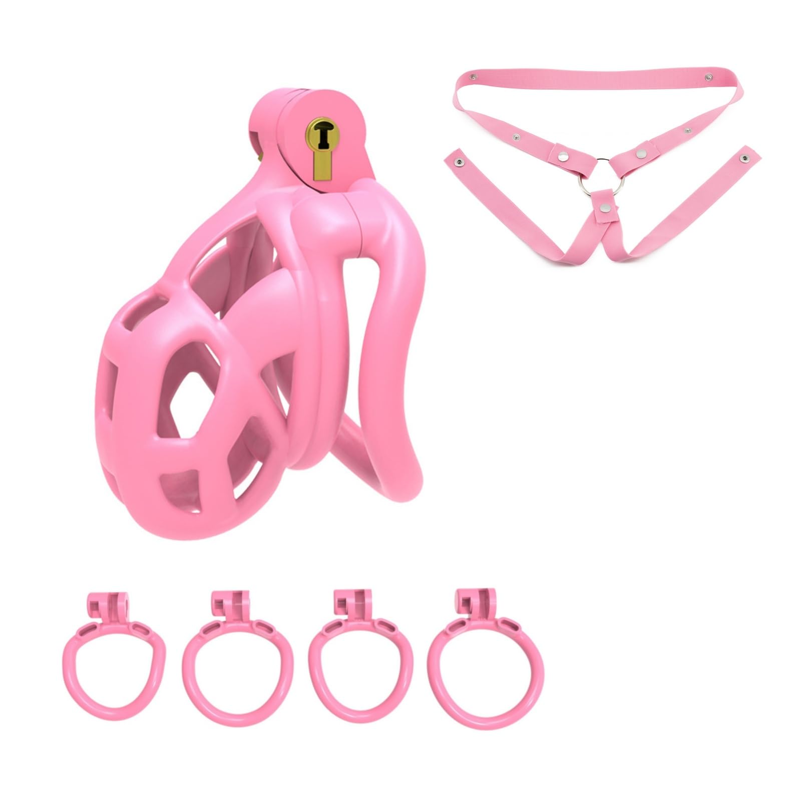 Jaula Protectora Ligera de Resina Masculina Rosa con 1 Correa Elástica de Sujeción-ESRC46