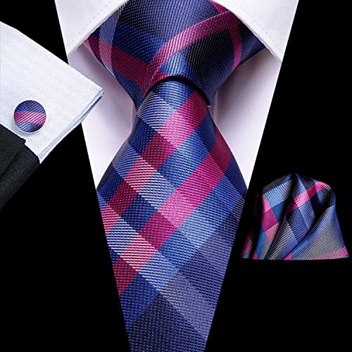 Image of Dubulle Mens Paisley Striped Tie Woven Necktie for Men and Handkerchief Cufflinks Set Wedding Formal Business