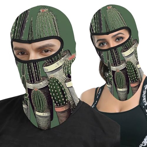 Pasamontaña térmico para hombre y mujer con estampado de cactus verde, máscara facial para esquí, motocicleta y clima frío miniatura 1