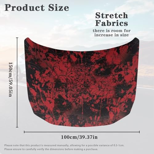 Image of Car Hood Cover Elastic Polyester Car Hood Cover with Red Spider Web Waterproof Automotive Accessories Suitable Most Automotive Sedans Trucks Pickup Sports Cars