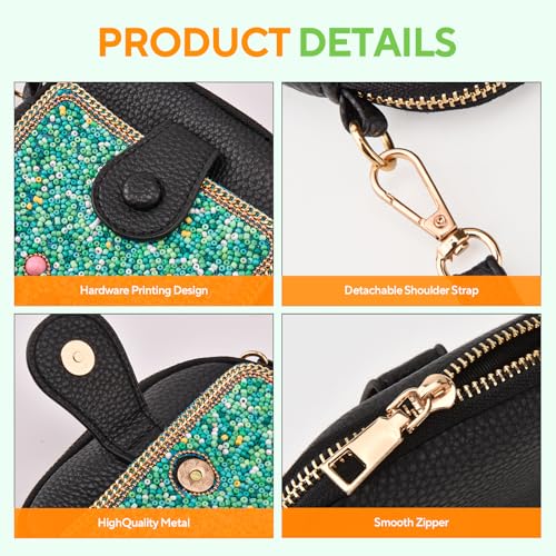 Image of Women's Small Crossbody Cell Phone Bag, Boho Colorful Beaded Purse Wallet with Handmade Cute Patterns