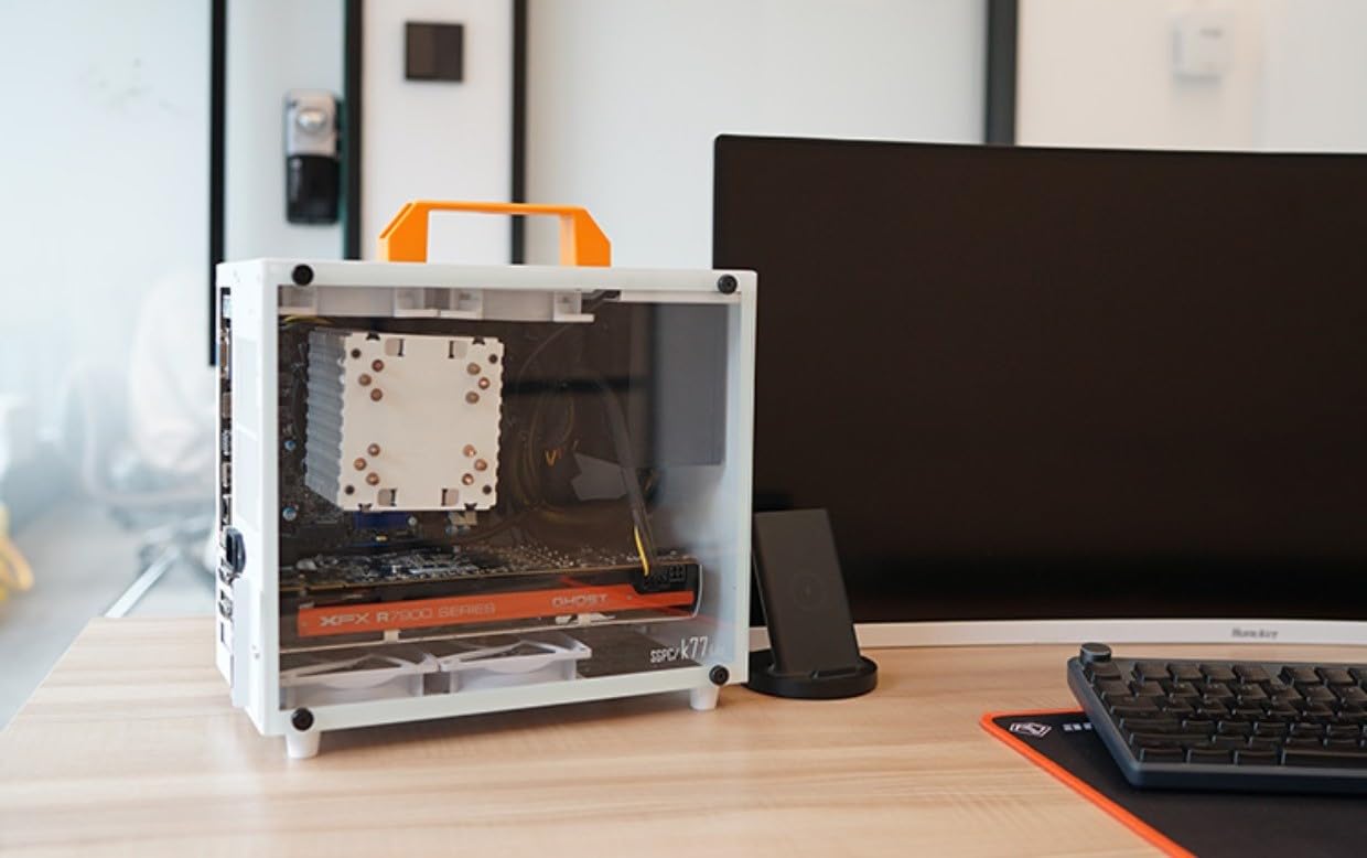 SharGwa PC K77s Matx Case Small Compact Mini Tower Gaming PC Case Supports 28cm GPU 120 Water Cooling and ATX/SFX Power Supply (with Transparent Tempered Glass Side Panel)