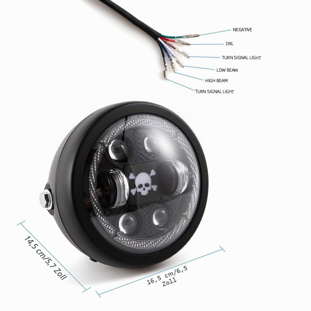 Motorrad scheinwerfer 6.5'' LED Frontscheinwerfer für Cafe Racer bobber Chopper Scheinwerfer mit DRL