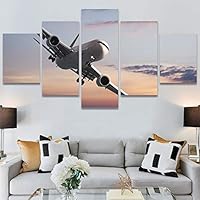 SIGNWIN 5 Panel Canvas Wall Art Modern Art Expressive Hot Air Balloon Minimalist Multicolor Photography Transportation for Home Decorations Ready to Hang - 60