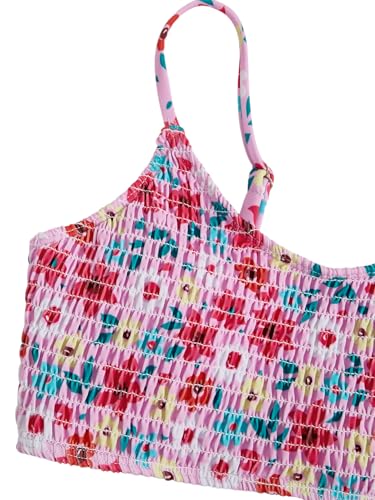 Image of SOLY HUX Girl's Floral Print Bikini Set Spaghetti Strap Smocked Bathing Suit Two Piece Swimsuit