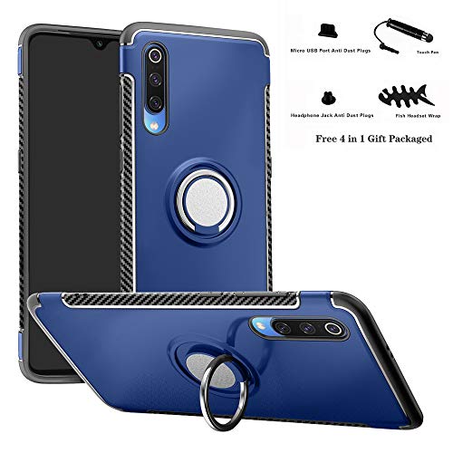 Xiaomi Mi 9 case,Labanema Hybrid Dual Layer 360 Degree Rotation Ring Holder Kickstand Armor Slim Protective Cover for Xiaomi Mi 9 - Dark Blue