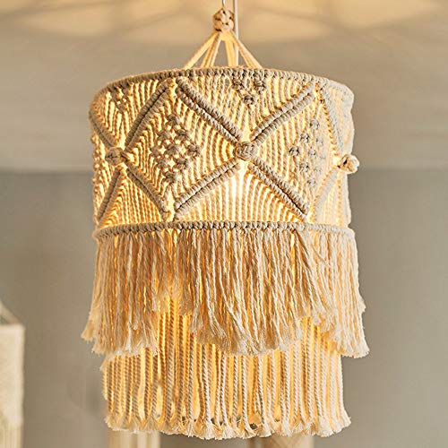 RONGKUN Hand Gemachte Lampenschirm zum Aufhängen, Pendelleuchte Abdeckung, Böhmen Wand Tapisserie, Makramee Boho Dekorative Lampenschirme, Quaste Tapisserie Hintergrund Wand Behang