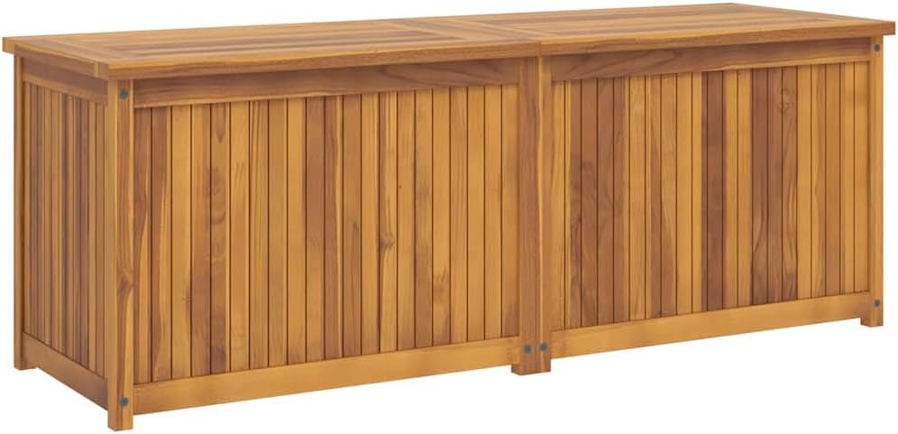 Solid Teak Wood Patio Box 59.1"x19.7"x21.7", Outdoor Storage Chest with Easy Open Lid, PE Bag Inside for Garden Tools and Cushions