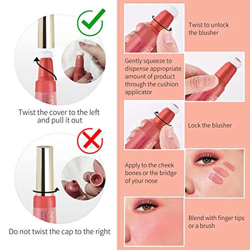 Freeorr Liquid Blush Wand, Liquid Blusher Makeup Wand, Soft Cream Blush Makeup Dual Use For Cheeks And Lips, Breathable Easy To Blend And Dewy Finish Cheek Tint Blush, Contour Blush Wands With Cushion Applicator#103 Rosa #TOP6