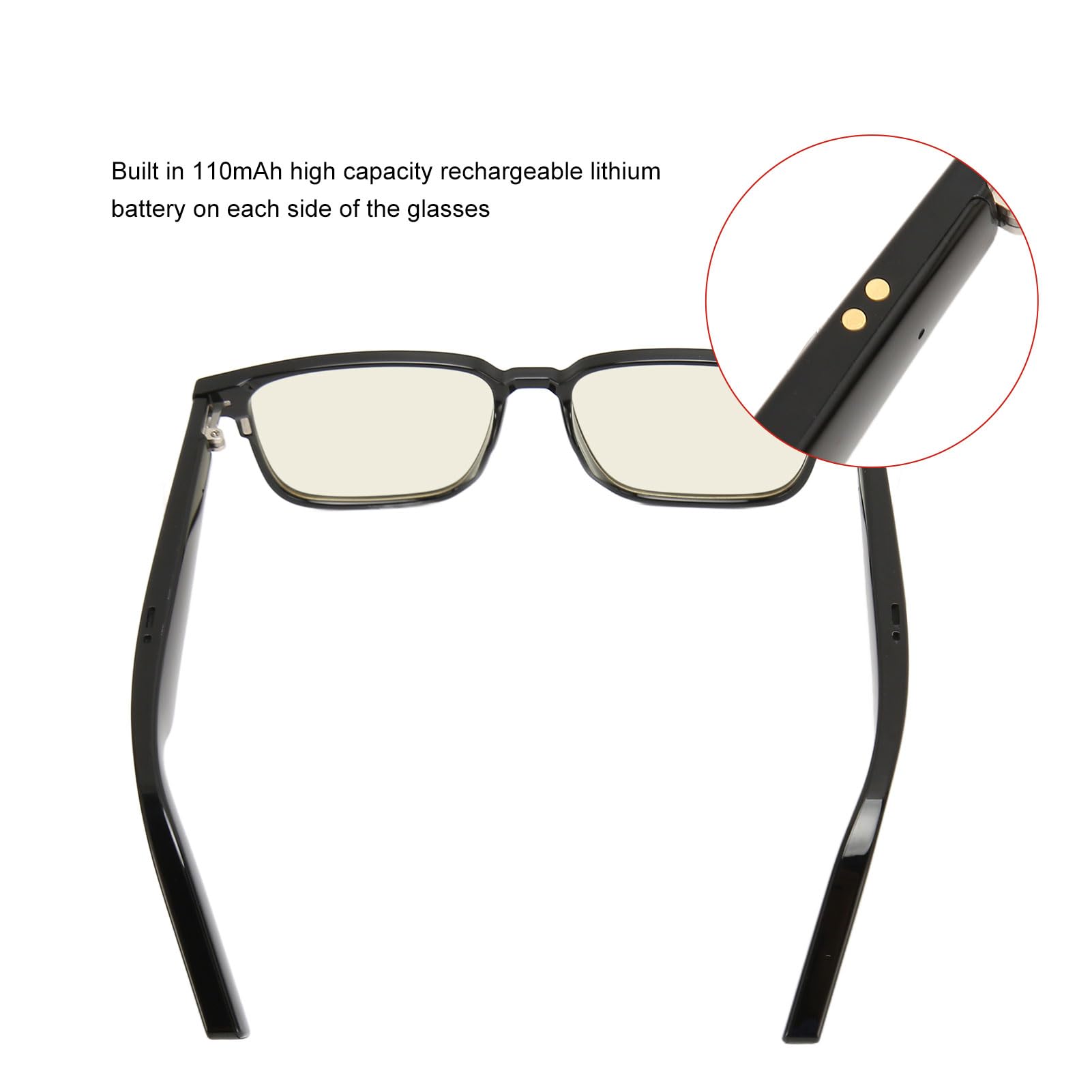 Occhiali Bluetooth Intelligenti, Occhiali con Lenti Anti Luce Blu 5.3, for Lavoro Ufficio Guida Studio Uso Quotidiano (con lenti per visione notturna)