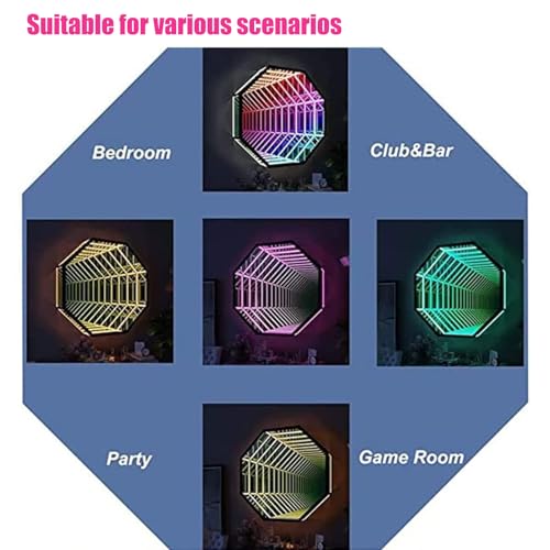 Lampa Infinity – zmieniająca kolor RGB artystyczna lampa ścienna, unikalna lampa biurkowa dla graczy, sensoryczna dekoracja pokoju, idealna do sypialni i garażu