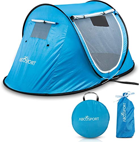 Pop-up Tent and Automatic Instant Portable Cabana Beach, Tent Pop Up Shade Tent - Suitable for 2 People - 2 Doors - Water-Resistant, UV Protection Sun Shelter with Carrying Bag (Sky Blue) - Image 4