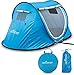 Abco Tech Pop Up Tent - Portable Tent for Camping 2 Person Pop Up with Double Doors - Water-Resistant and UV Protection - Foldable Cabana with Zipper and Carrying Bag - Sky Blue, 88.6
