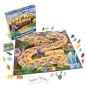 Learning Resources Dino Math Tracks Game – Ages 6+ Addition and Subtraction Dinosaur Game, Kindergarten Math Games, Board Games for Kids