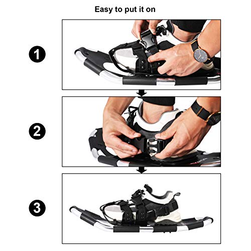 Pexmor 25'' Lightweight Snowshoes For Men Women Youth Kids, Aluminum Alloy Terrain Snow Shoes With Adjustable Nylon Bindings & Carrying Bag For Snowshoeing Hiking Climbing, 25'' (110-220Lbs) #TOP4