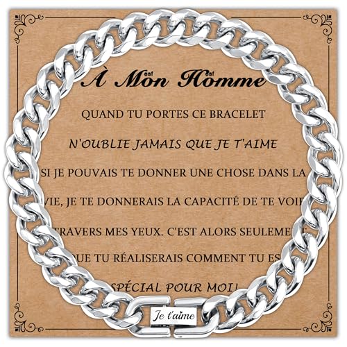 Astellea Personnalisation Hommes Gourmette Bracelet Acier...