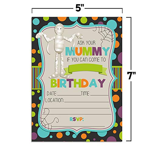 Cute & Funny Ask Your Mummy Halloween Birthday Party Invitations, 20 5"X7" Fill In Cards With Twenty White Envelopes By Amandacreation #TOP4