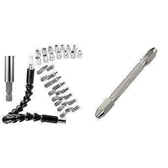Diy Crafts Diy3039 Flexible Holder Drill 30cm Tools Shaft, Bits & Extension Rod Screwdrivers Assortment Kit, Multicolor + Diy Crafts Car Repair Hexagon Twist Drill Swivel Head Pin Vise, Multicolor