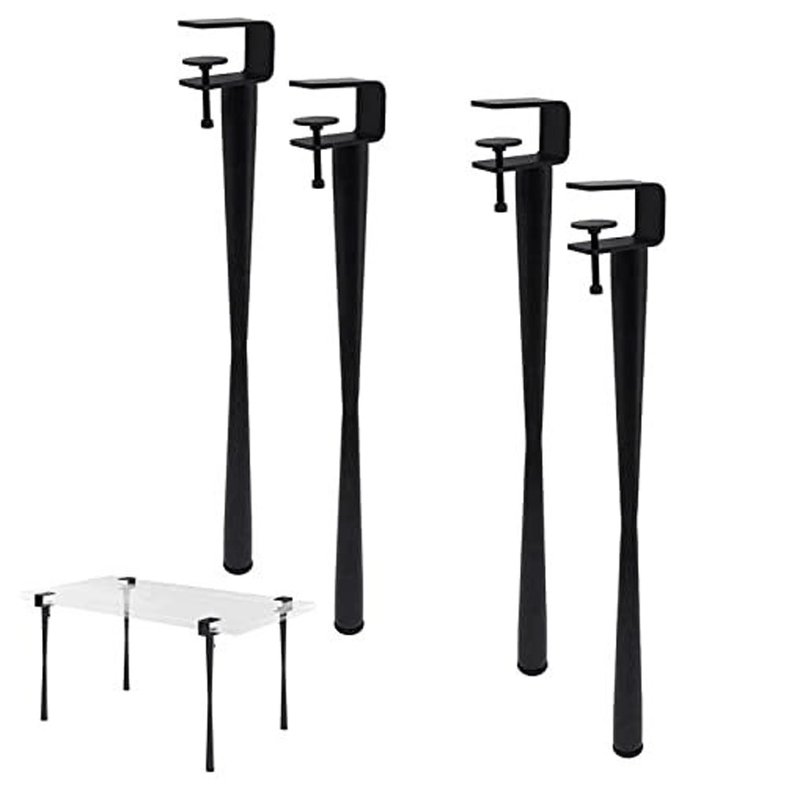 UYHBCNQD 4Pcs Replacement Legs Set Adjustable Furniture Legs Metal Furniture Foot F-Shape Desk Support Legs Removable Coffee Table Feets(Nero,45cm/17.7in)