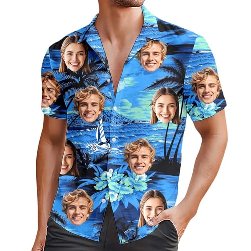 Camisas hawaianas para hombre, camisa de manga corta, casual, estampado floral tropical, con botones, para la playa, ajuste relajado, camiseta de verano, azul marino, XL