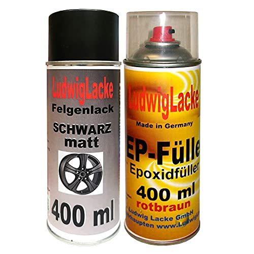 LudwigLacke Vernis pour jantes noir mat + apprêt EP en kit